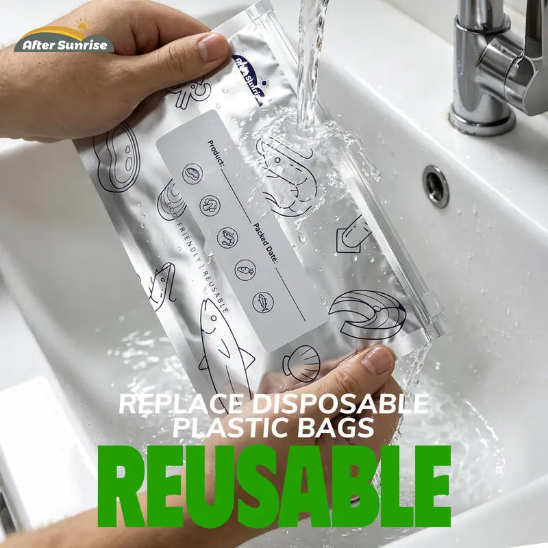 Resealable Foil Food Storage Bags with Markers – 60 Bags – product view