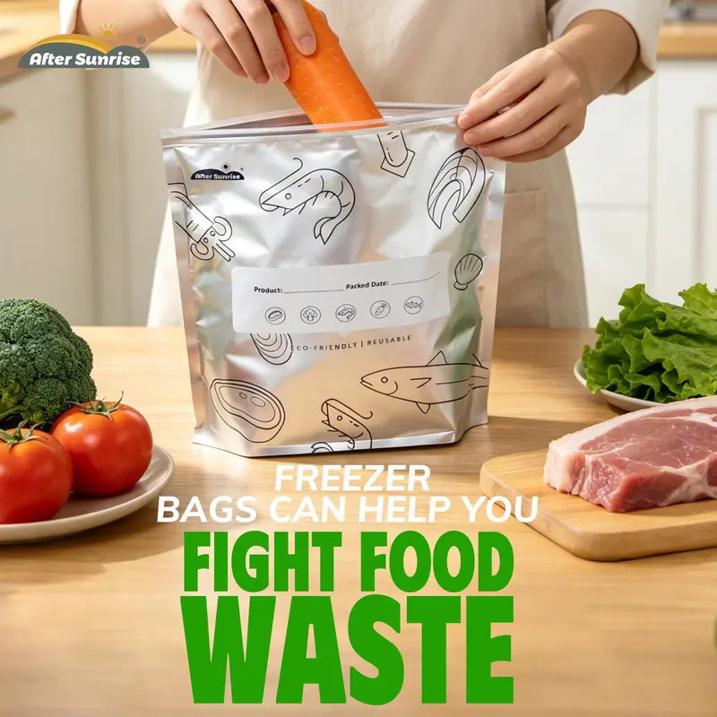 Resealable Foil Food Storage Bags with Markers – 60 Bags – product view