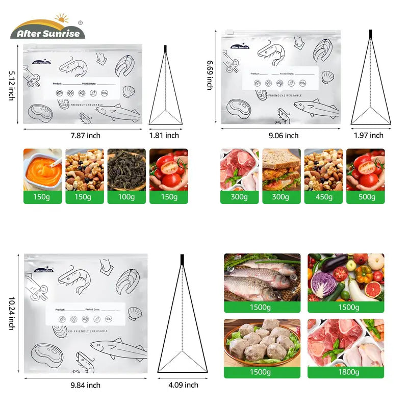 Resealable Foil Food Storage Bags with Markers – 60 Bags – product view