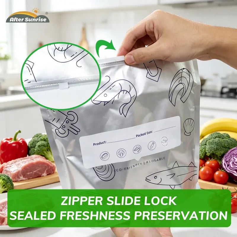 Resealable Foil Food Storage Bags with Markers – 60 Bags – product view