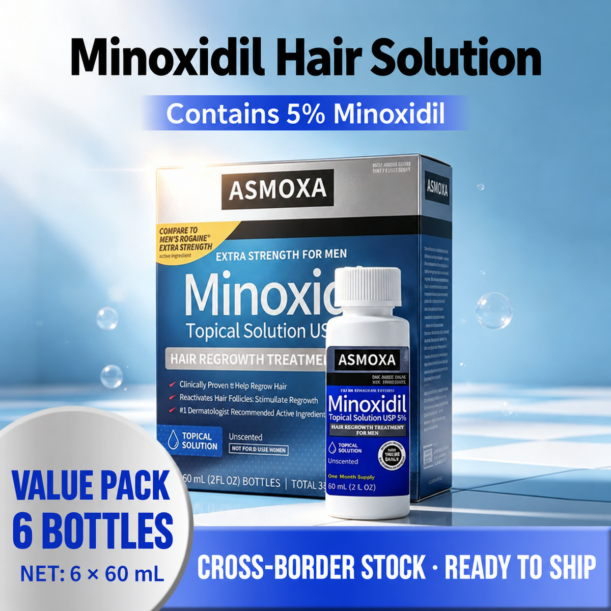 ASMOXA six-bottle set with English feature callouts