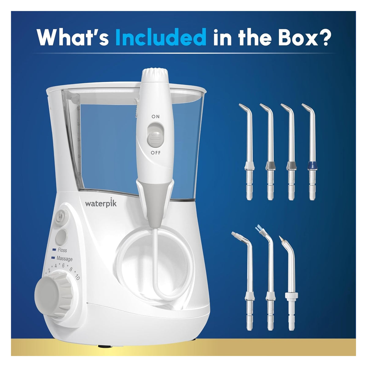 Waterpik Aquarius Countertop Water Flosser with 10 Settings, 7 Tips, White — source gallery photo