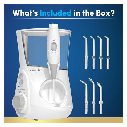 Waterpik Aquarius Countertop Water Flosser with 10 Settings, 7 Tips, White — source gallery photo