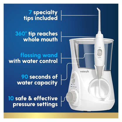 Waterpik Aquarius Countertop Water Flosser with 10 Settings, 7 Tips, White — source gallery photo