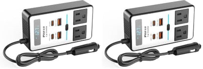 XS two-pack: two matching car power inverters with voltage displays