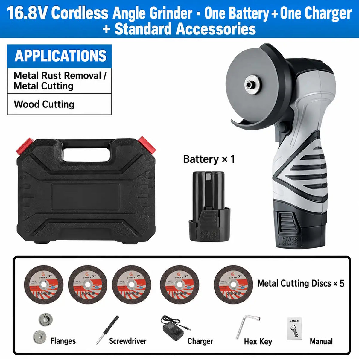 Mini Cordless Angle Grinder – One-Battery Kit – source product view 8