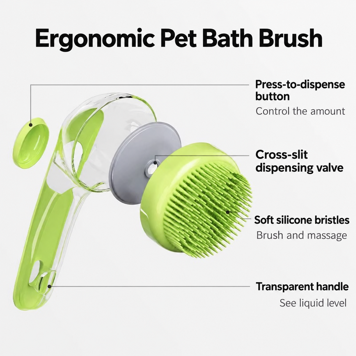 Bath brush parts and refillable handle