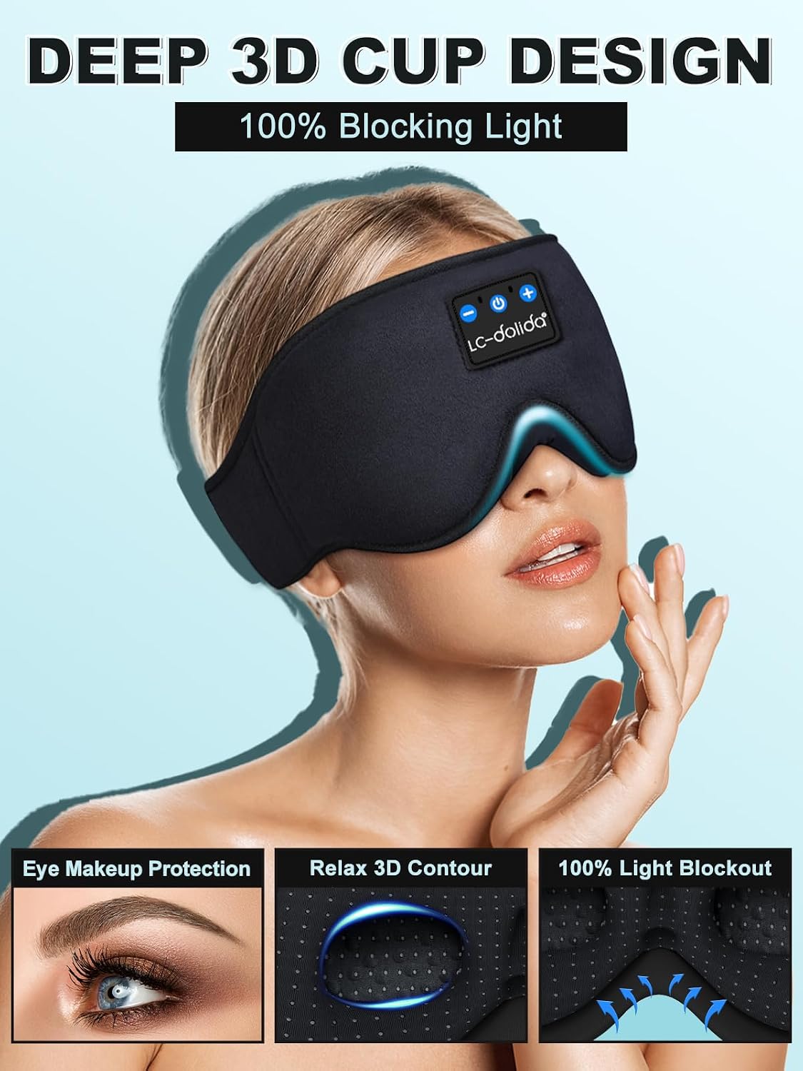 Black 3D Bluetooth sleep mask product information