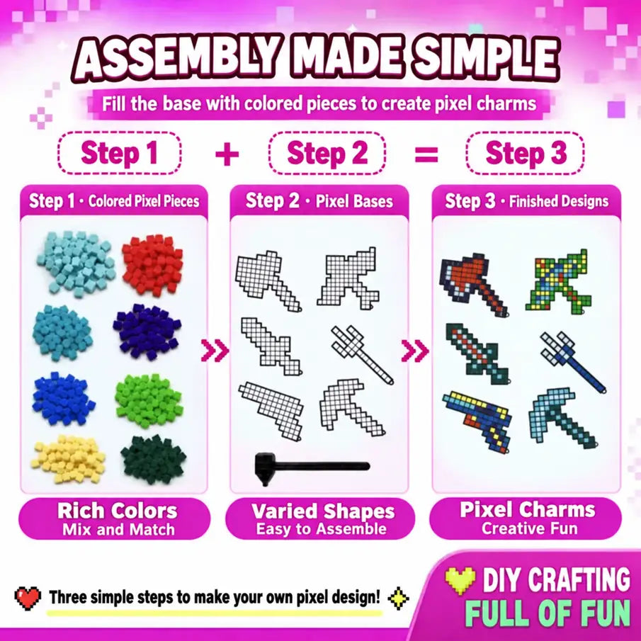 Pixel DIY Block Charm Craft Kit – source product view 3