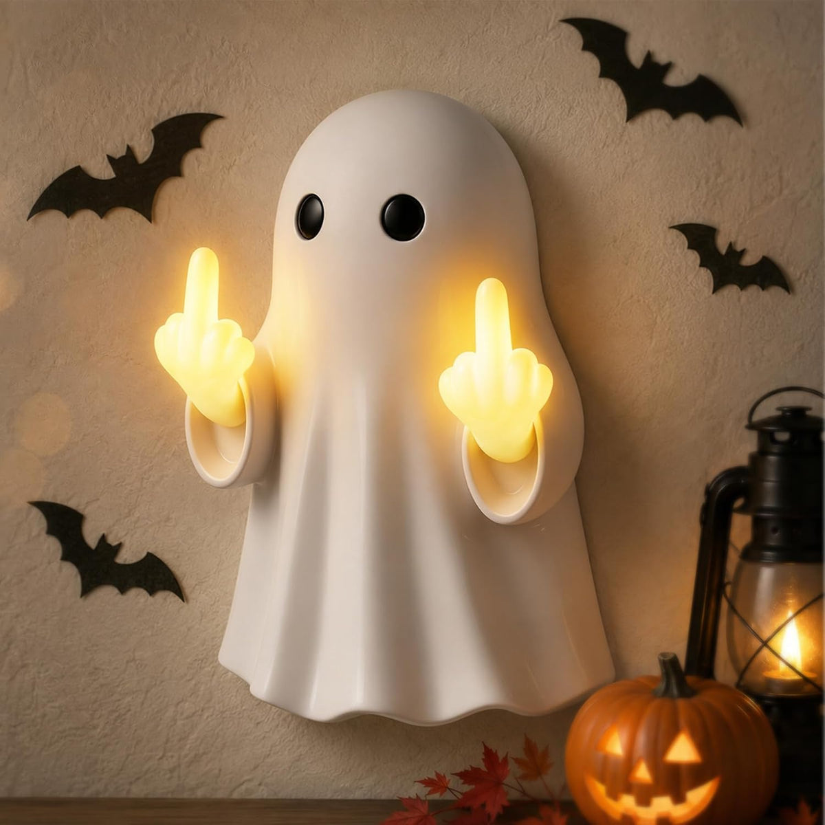 Chgfs Halloween Ghost Light Glow Cute Finger Ghost Statue | Big for Wall Mount or Tabletop Display,Mantel New Year's Gifts Tabletop Home Decor