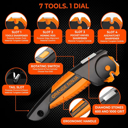Orange Ninja 7-in-1 Garden Tool & Knife Sharpener- One Tool for Every Blade — source gallery