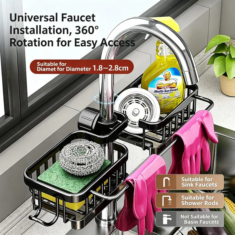 Faucet-Mounted Sink Organizer with Drip Tray - Duo — source product illustration