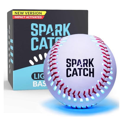 SPARK CATCH Impact-Activated Light-Up Baseball — Ice Blue