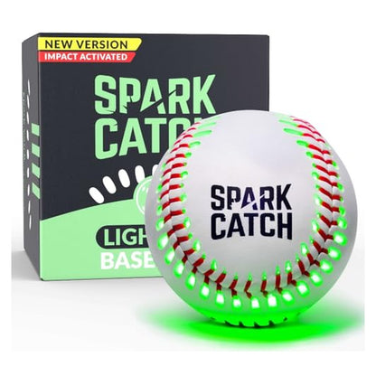 SPARK CATCH Impact-Activated Light-Up Baseball — Neon Green