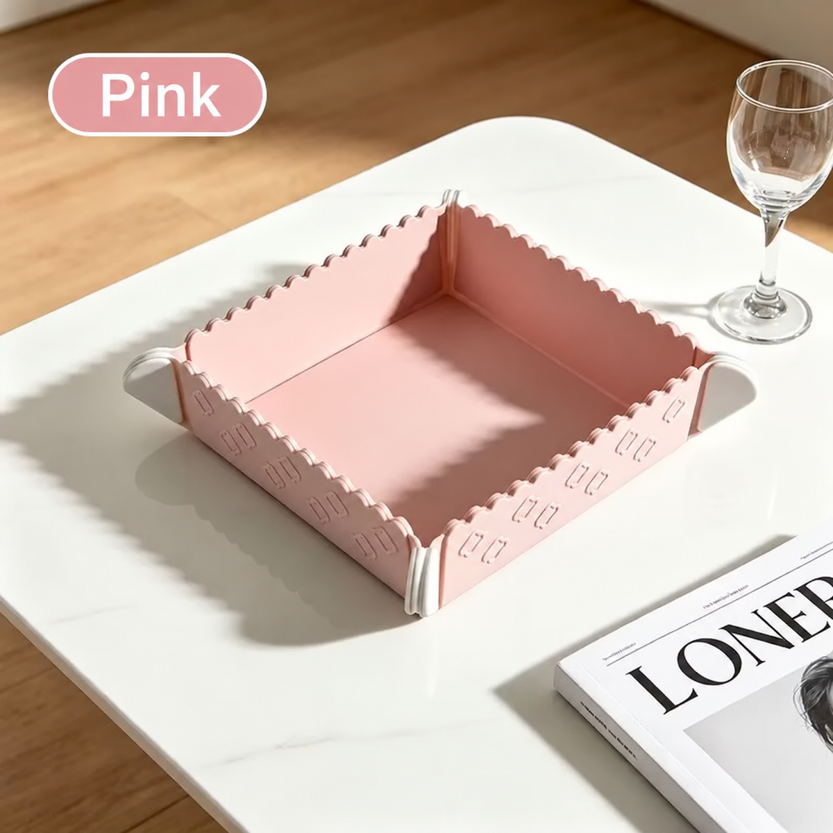 Pink foldable silicone tray