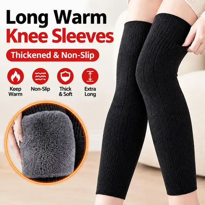 Fleece-Lined Long Knee Warmers - One Pair — source product illustration