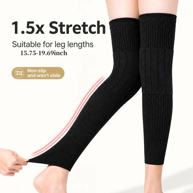 Fleece-Lined Long Knee Warmers - One Pair — source product illustration