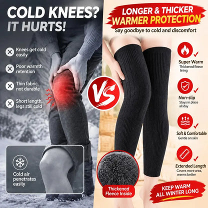 Fleece-Lined Long Knee Warmers - One Pair — source product illustration