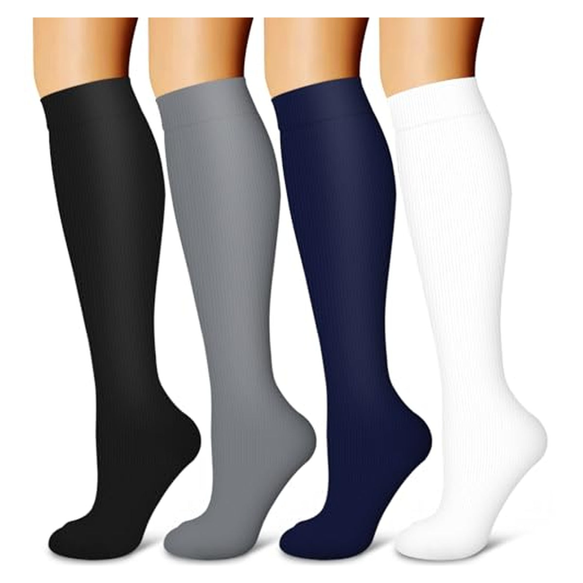 Laite Hebe Compression Socks - Four-Pair Pack — 02-black/White/Grey/Navy