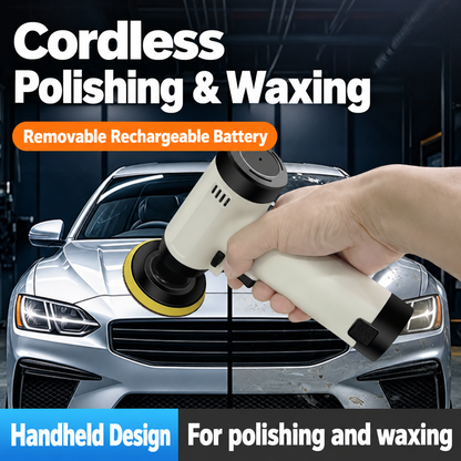 Cordless handheld polisher used for car care