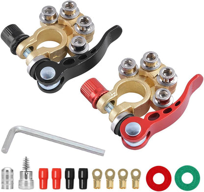 Black/Red-1 — Moly Magnolia 2PCS Car Battery Terminal Connectors with Fiber Washer