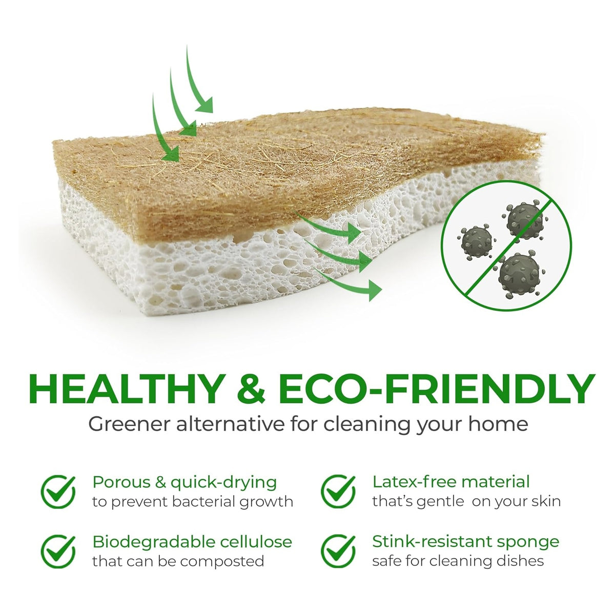 Natural Cellulose and Coconut Kitchen Sponges – 24 Pack original product photo