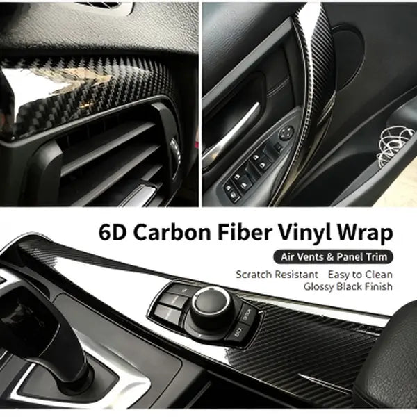 6D Gloss Carbon-Fiber Look Vinyl Wrap - 11.81 x 39.37 in — source image 1