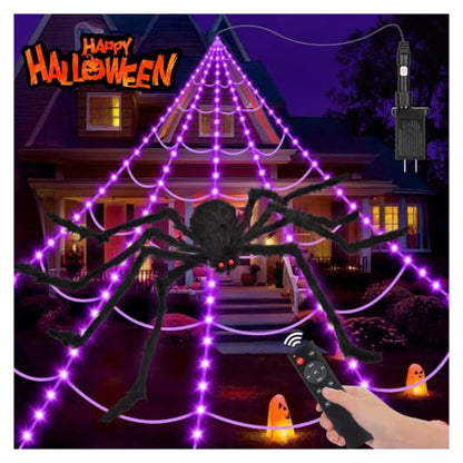 OCATO Purple LED Spider Web with Giant Spider — source image 1