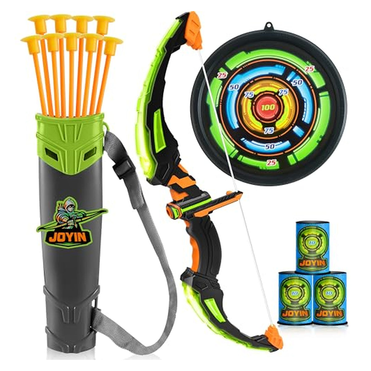 JOYIN LED Bow and Suction-Cup Arrow Toy Set — Green