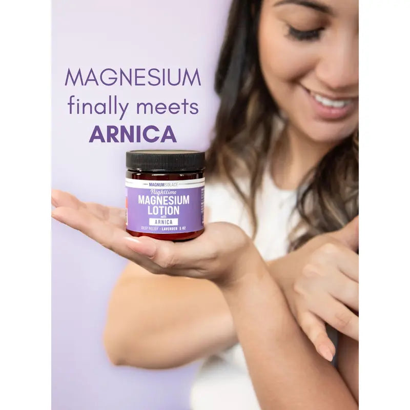 Magnum Solace Magnesium Lotion with Arnica – Two Jars – product view