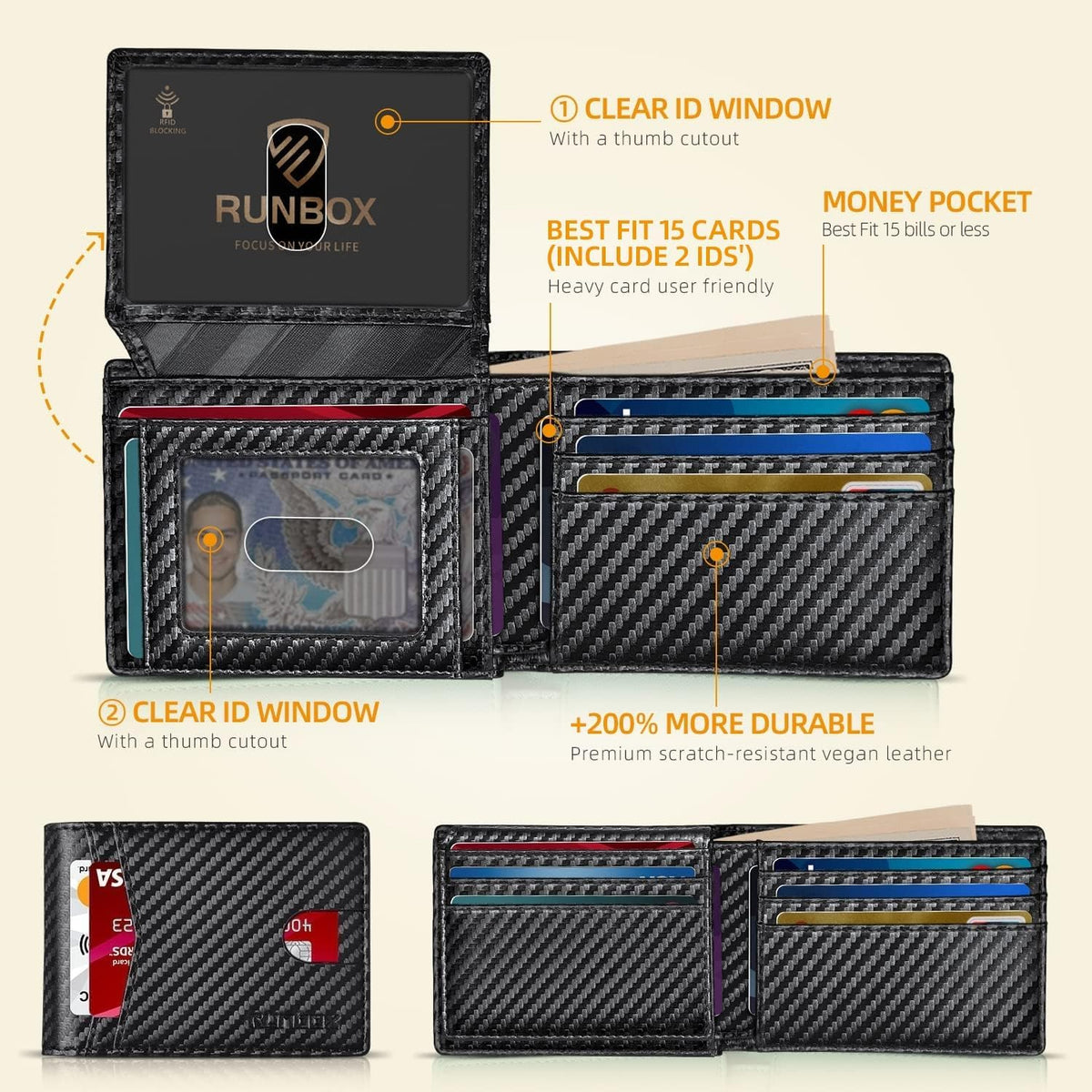 RUNBOX Wallet for Men -Slim Rfid Leather Mens Bifold Novelty Wallets 2 ID Window With Gift Box Men's Accessories — source gallery