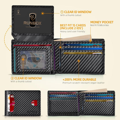 RUNBOX Wallet for Men -Slim Rfid Leather Mens Bifold Novelty Wallets 2 ID Window With Gift Box Men's Accessories — source gallery