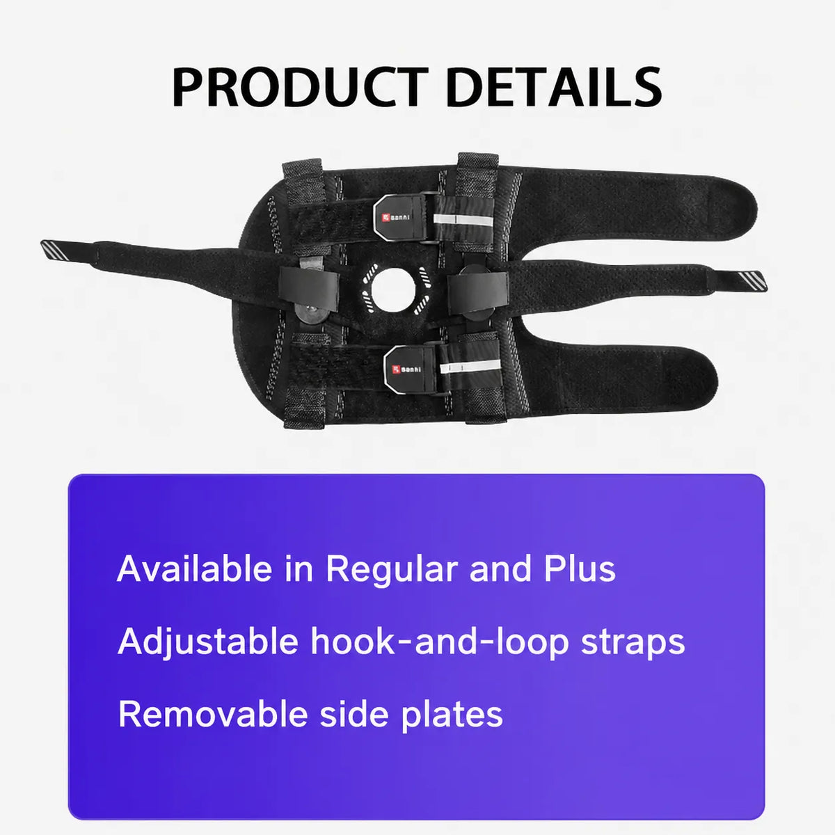 Adjustable Open-Kneecap Support Brace – English product view