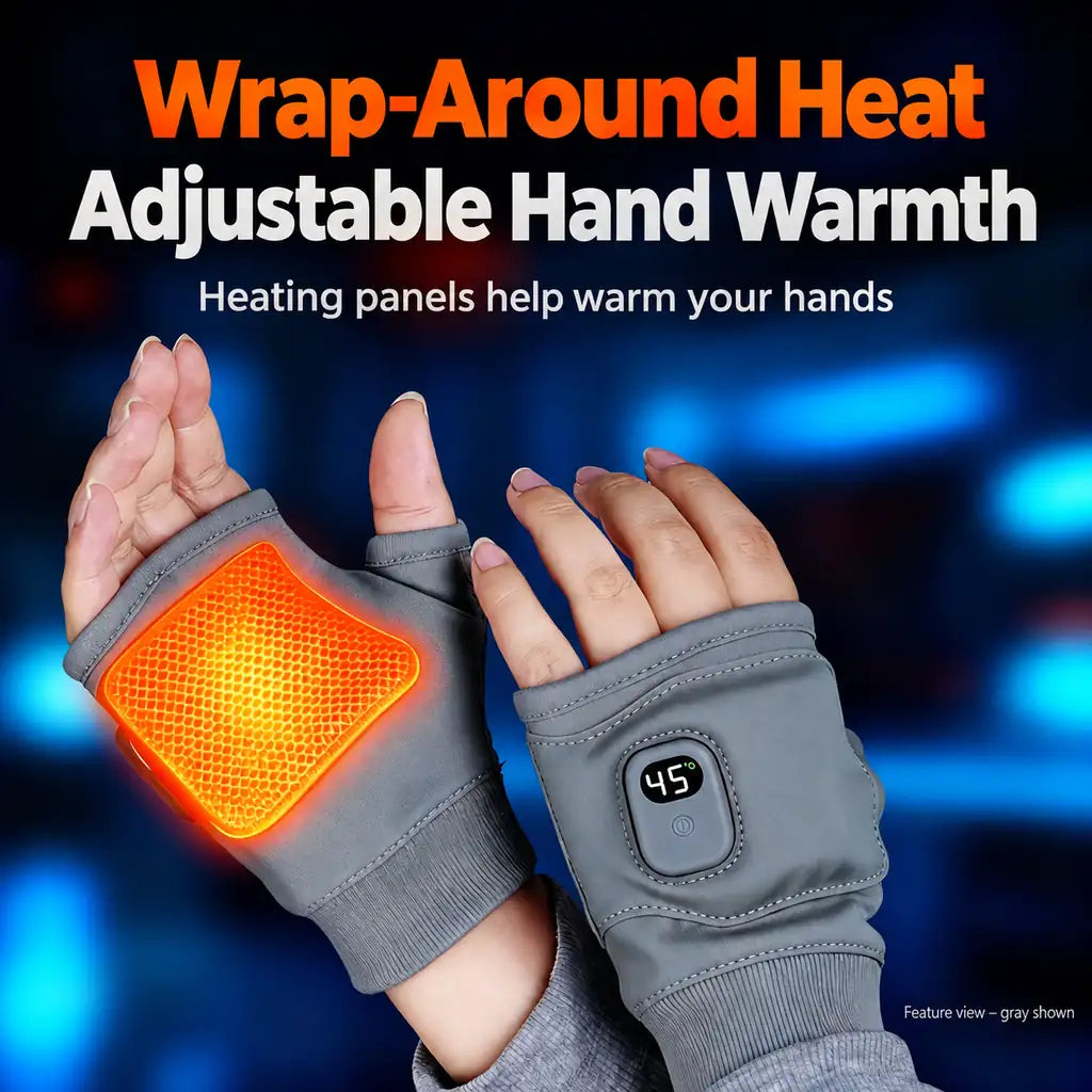 Rechargeable Heated Fingerless Gloves – One Pair – English product view
