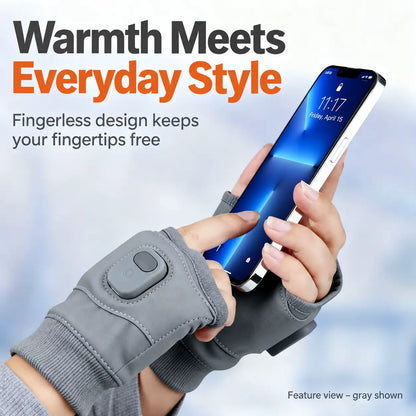 Rechargeable Heated Fingerless Gloves – One Pair – English product view