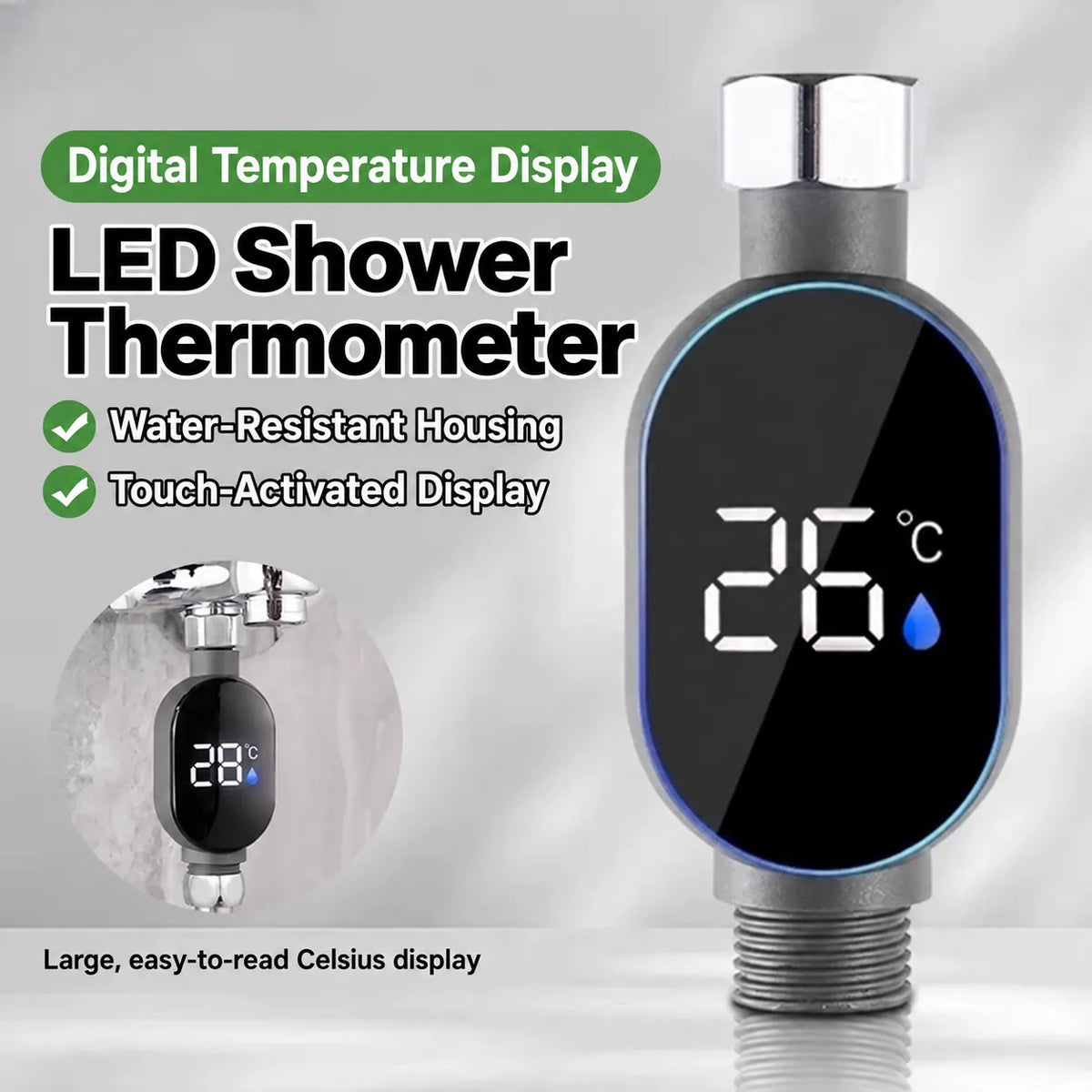 LED Shower Water Temperature Displays – Two Units – original product view