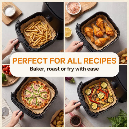 Square Air Fryer Paper Liners – 200 Sheets – product view