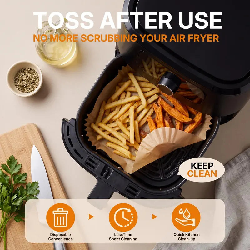 Square Air Fryer Paper Liners – 200 Sheets – product view