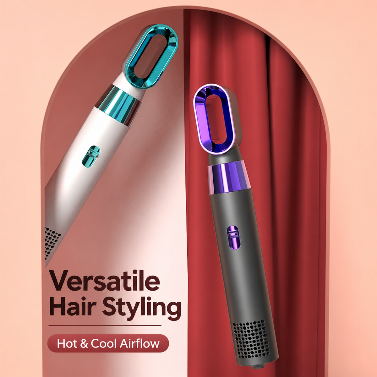 Gray and Ivory White styling units with hot and cool airflow