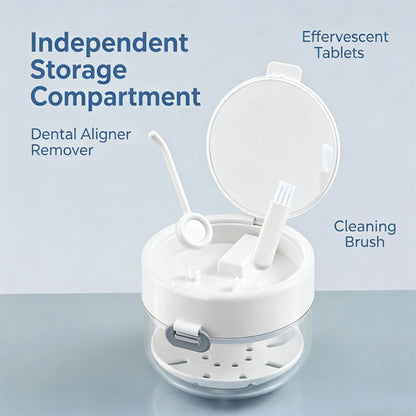 Built-in mirror, brush and accessory storage compartment