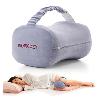 Momcozy Memory Foam Knee Pillow for Side Sleepers — Crystal Velvet Gray