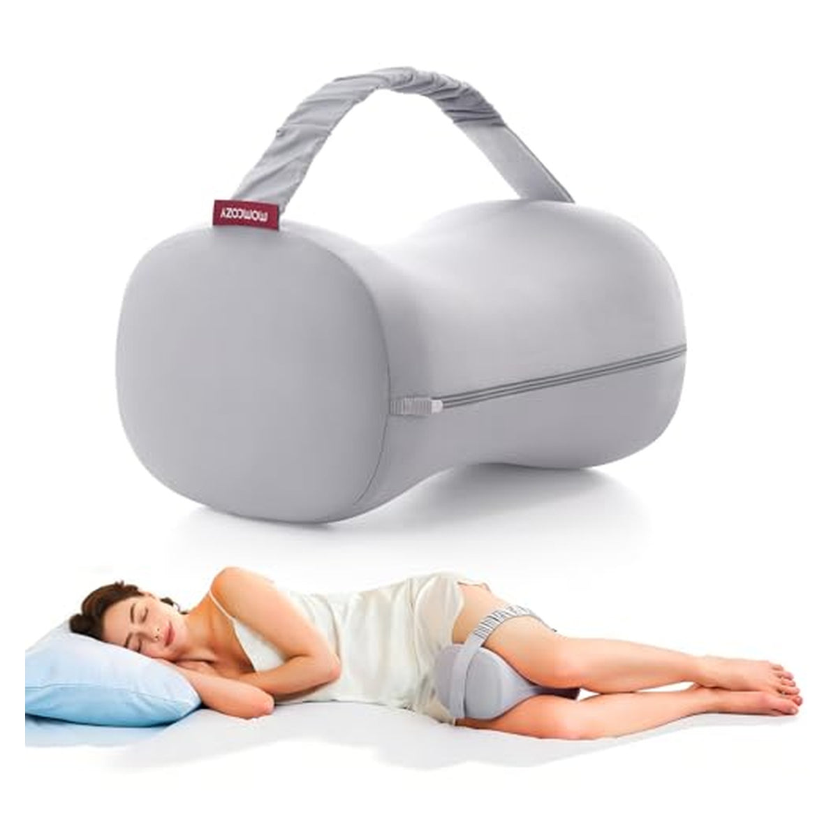 Momcozy Memory Foam Knee Pillow for Side Sleepers — Gray