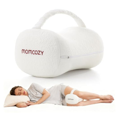 Momcozy Memory Foam Knee Pillow for Side Sleepers — Cream White