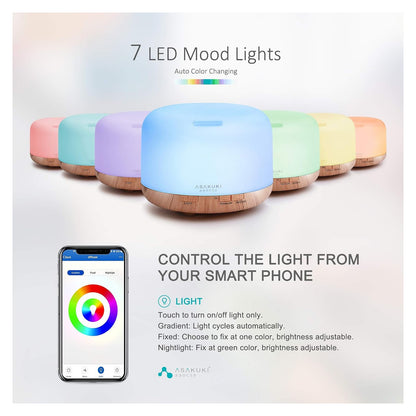ASAKUKI Smart Wi-Fi 500ml Essential Oil Diffuser — Light Brown source gallery image