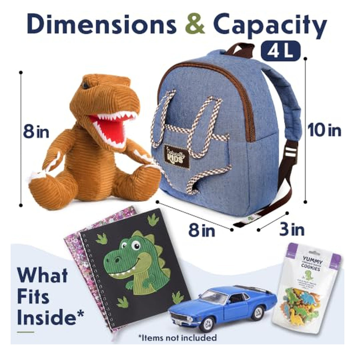 Naturally KIDS Dinosaur Backpack with Removable Plush — source image 3