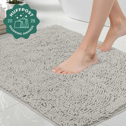 Gorilla Grip chenille bath rug - Light Gray