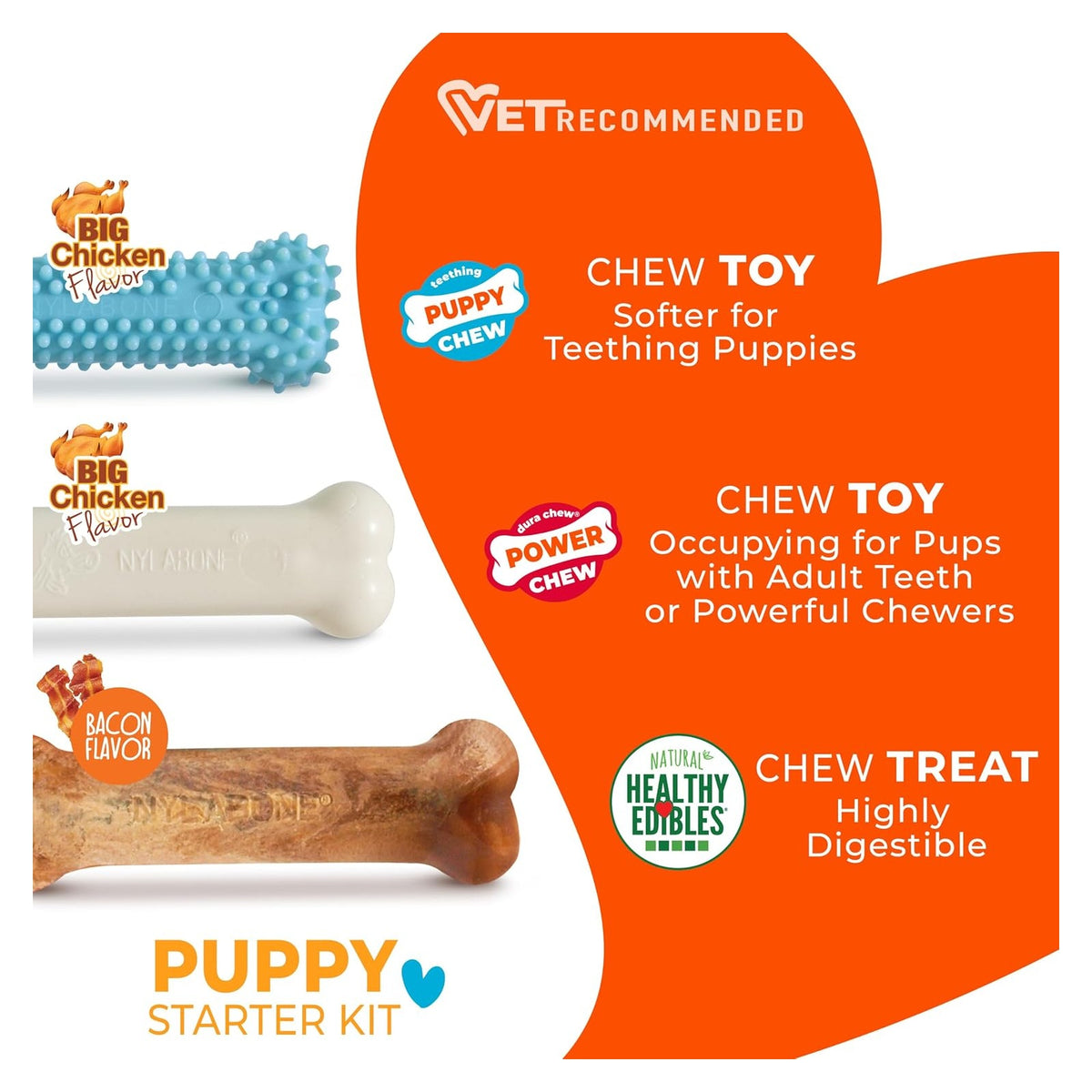 Nylabone New Puppy Starter Kit, Puppy Teething Toys, 3 Pack, Blue — source gallery photo