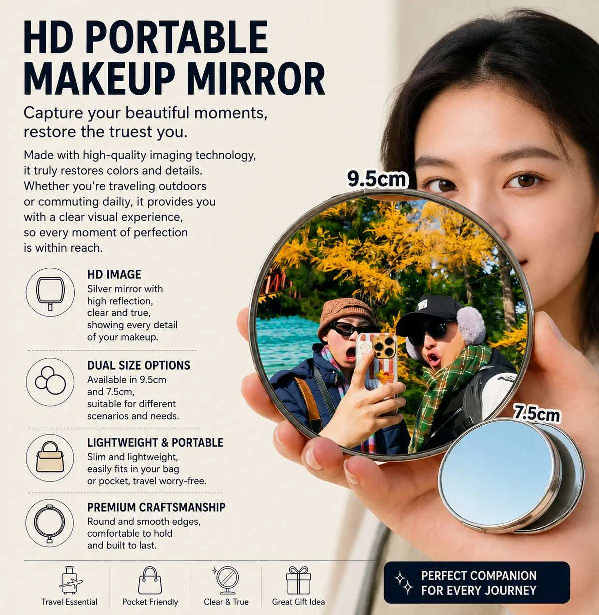 Portable Convex Travel Selfie Mirrors – Matching Duo – source product view