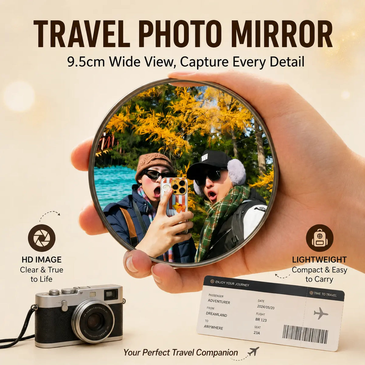 Portable Convex Travel Selfie Mirrors – Matching Duo – source product view