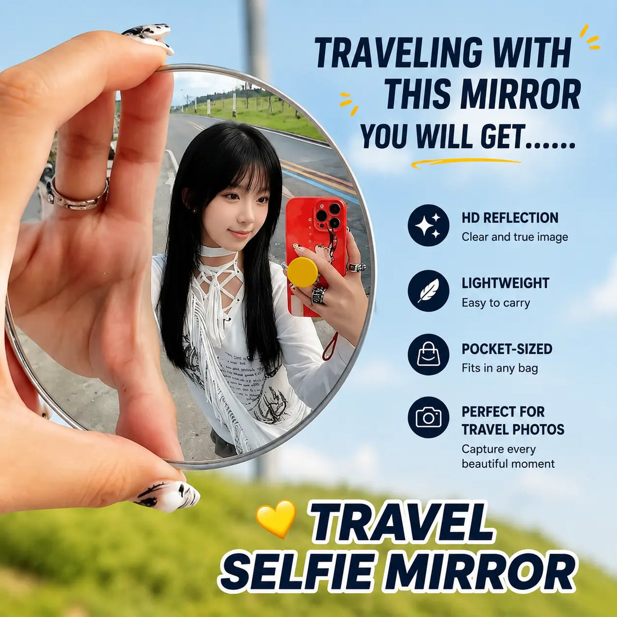 Portable Convex Travel Selfie Mirrors – Matching Duo – source product view